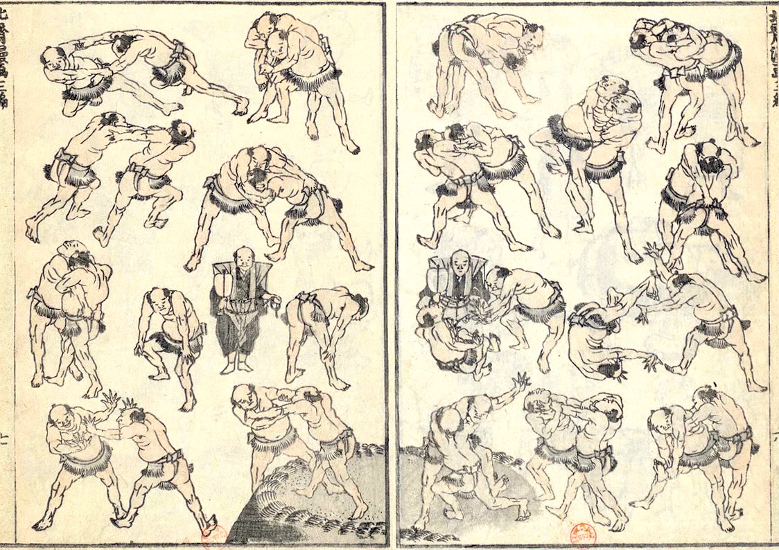 北斎漫画 Hokusai Manga 100 human phases, by Hokusai Katsushika #葛飾北斎 #hokusai #hokusaimanga #相撲之図 #okunippon …okunippon.com