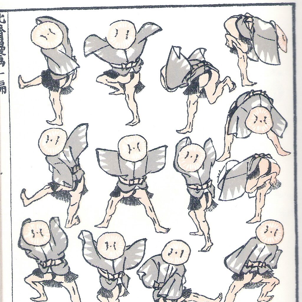 北斎漫画 Hokusai Manga 100 human phases, by Hokusai Katsushika #葛飾北斎 #hokusai #hokusaimanga #雀踊り之図 #okunippon …okunippon.com